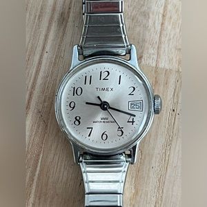 Timex Ladies Watch Vintage Mechanical Winding Stainless Dial and Stretch Band